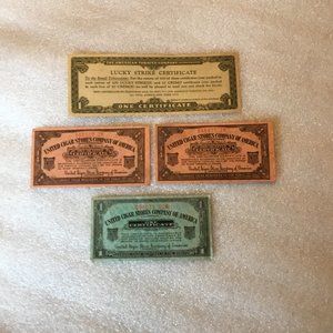 Lot of 4 antique tobacco advertising certificates